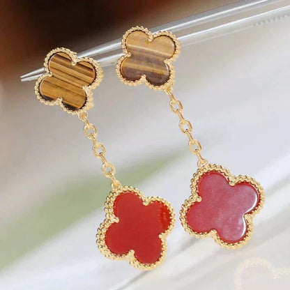 [Garvey ]CLOVER  2 MOTIF  TIGER EYE CARNELIAN EARRINGS