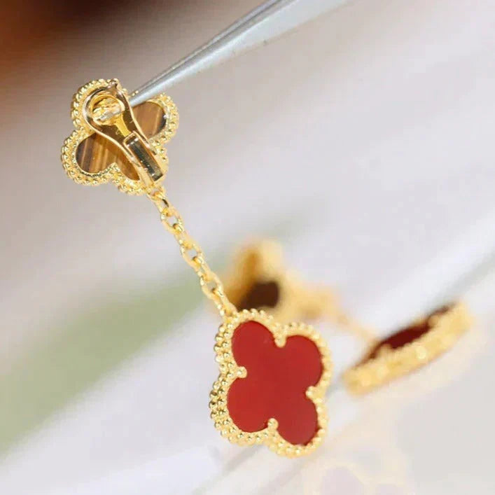 [Garvey ]CLOVER  2 MOTIF  TIGER EYE CARNELIAN EARRINGS