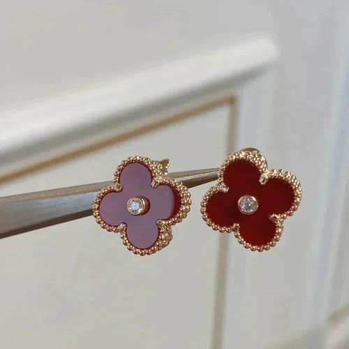 [Garvey ]CLOVER MEDIUM 1 MOTIFS CARNELIAN  DIAMOND earrings