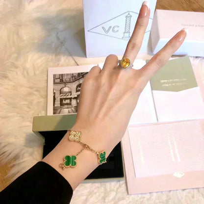 [Garvey ] CLOVER 5 MOTIF MALACHITE BRACELET COLLECTION