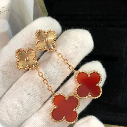 [Garvey ]CLOVER 2 MOTIF  LASER CARNELIAN EARRINGS
