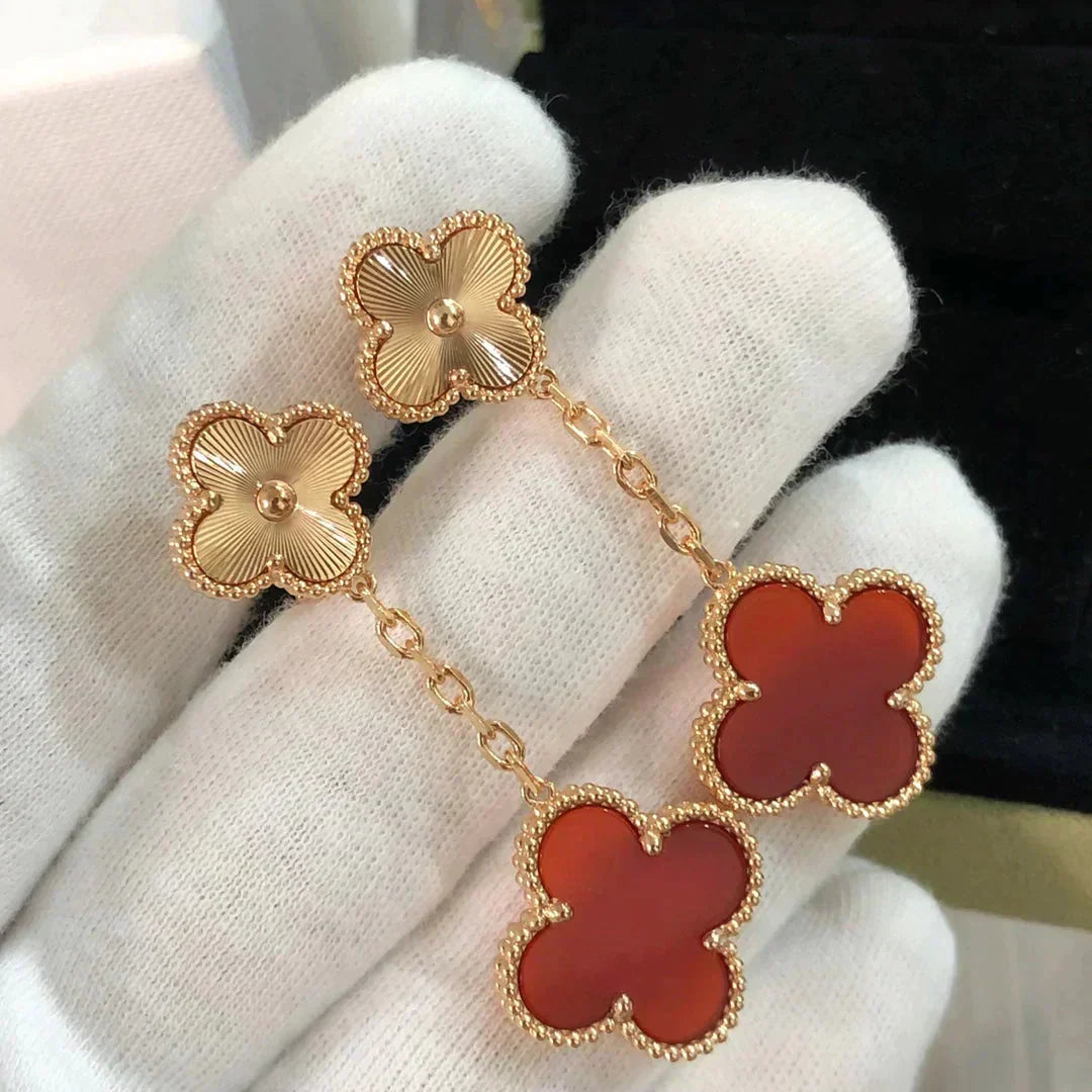 [Garvey ]CLOVER 2 MOTIF  LASER CARNELIAN EARRINGS