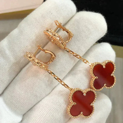 [Garvey ]CLOVER 2 MOTIF  LASER CARNELIAN EARRINGS