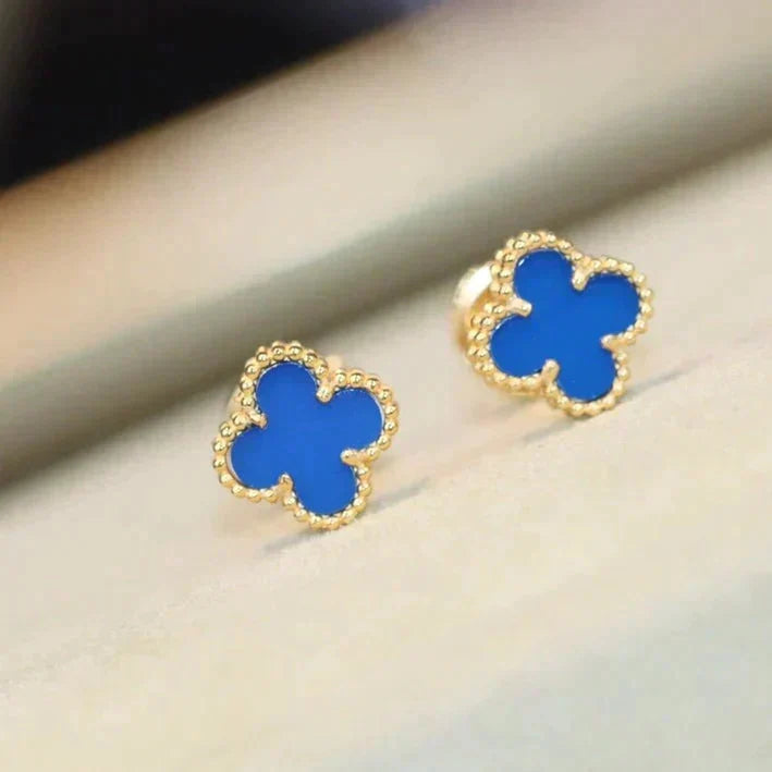 [Garvey ]CLOVER MINI 9.5MM BLUE AGATE EARRINGS