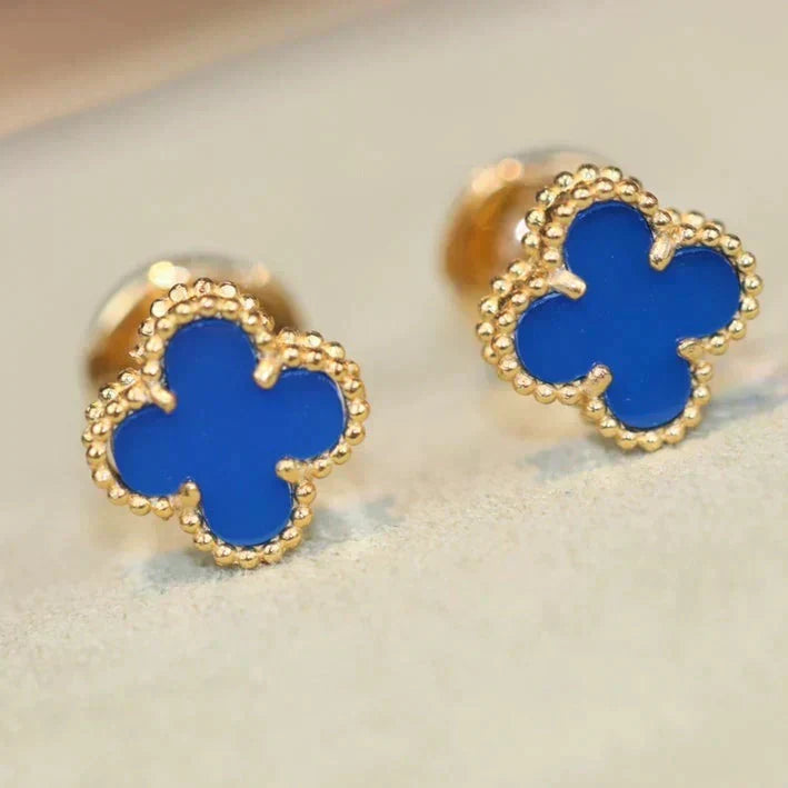 [Garvey ]CLOVER MINI 9.5MM BLUE AGATE EARRINGS