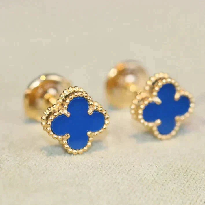 [Garvey ]CLOVER MINI 9.5MM BLUE AGATE EARRINGS