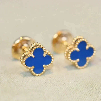 [Garvey ]CLOVER MINI 9.5MM BLUE AGATE EARRINGS