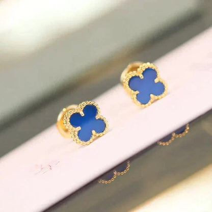 [Garvey ]CLOVER MINI 9.5MM BLUE AGATE EARRINGS