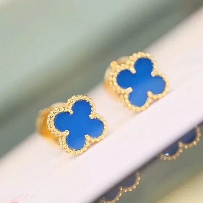 [Garvey ]CLOVER MINI 9.5MM BLUE AGATE EARRINGS