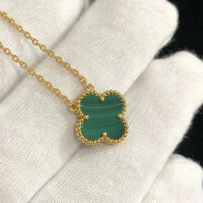 [Garvey ]CLOVER 15MM MALACHITE SINGLE FLOWER  NECKLACE