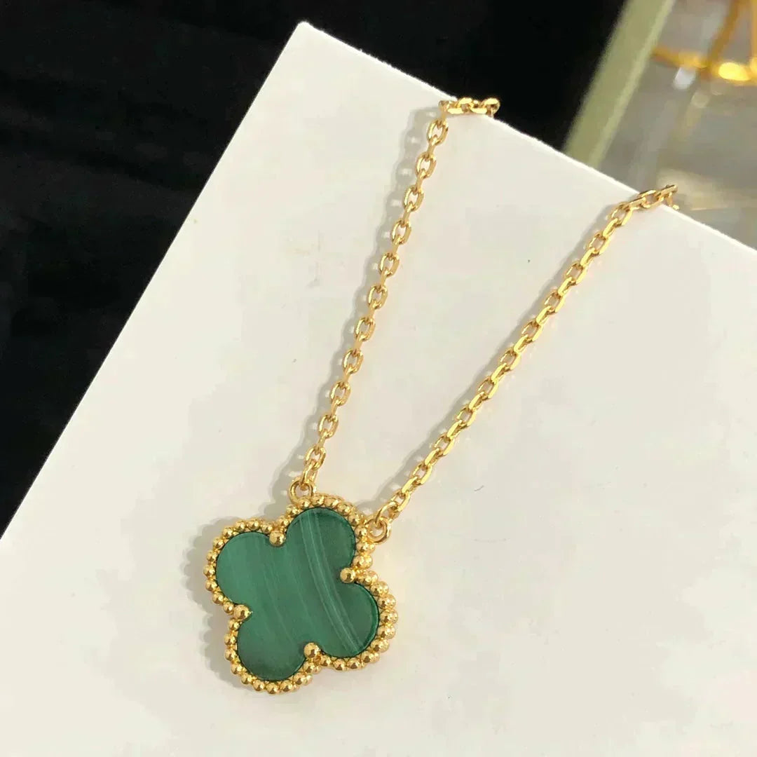 [Garvey ]CLOVER 15MM MALACHITE SINGLE FLOWER  NECKLACE