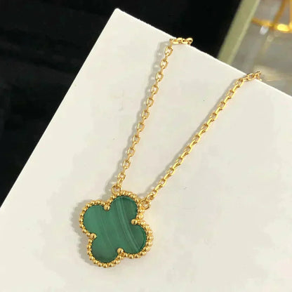 [Garvey ]CLOVER 15MM MALACHITE SINGLE FLOWER  NECKLACE