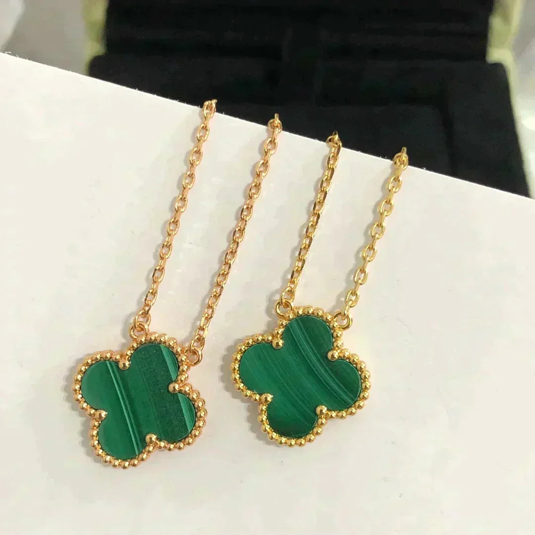 [Garvey ]CLOVER 15MM MALACHITE SINGLE FLOWER  NECKLACE