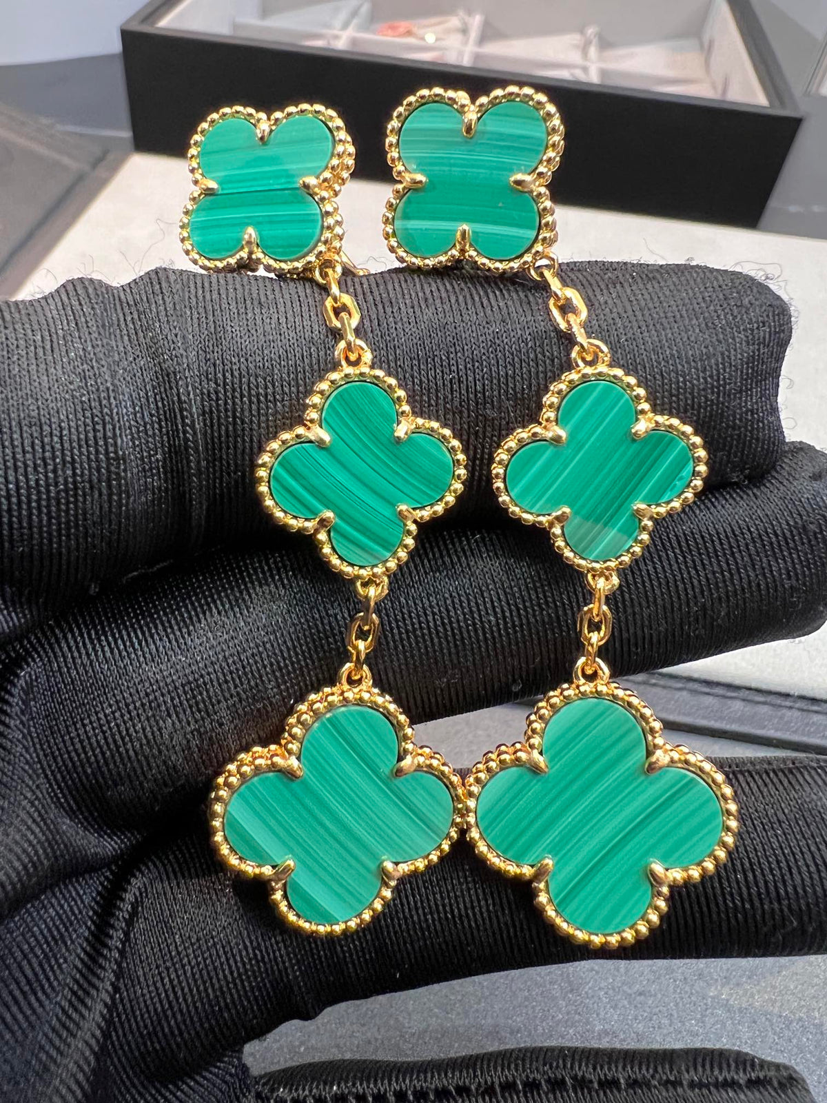 [Garvey ]CLOVER MALACHITE 3 MOTIFS GOLD
