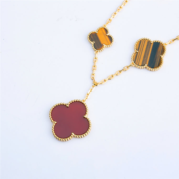 [Garvey ]CLOVER BRACELET 5 MOTIFS CARNELIAN TIGER EYE