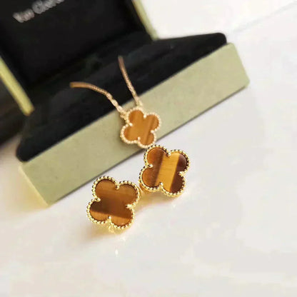 [Garvey ]CLOVER MEDIUM 1 MOTIFS TIGER EYE EARRINGS