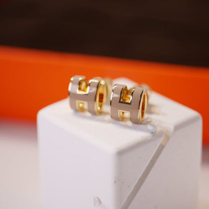 [Garvey]MINI POP H GOLD EARRINGS GREY