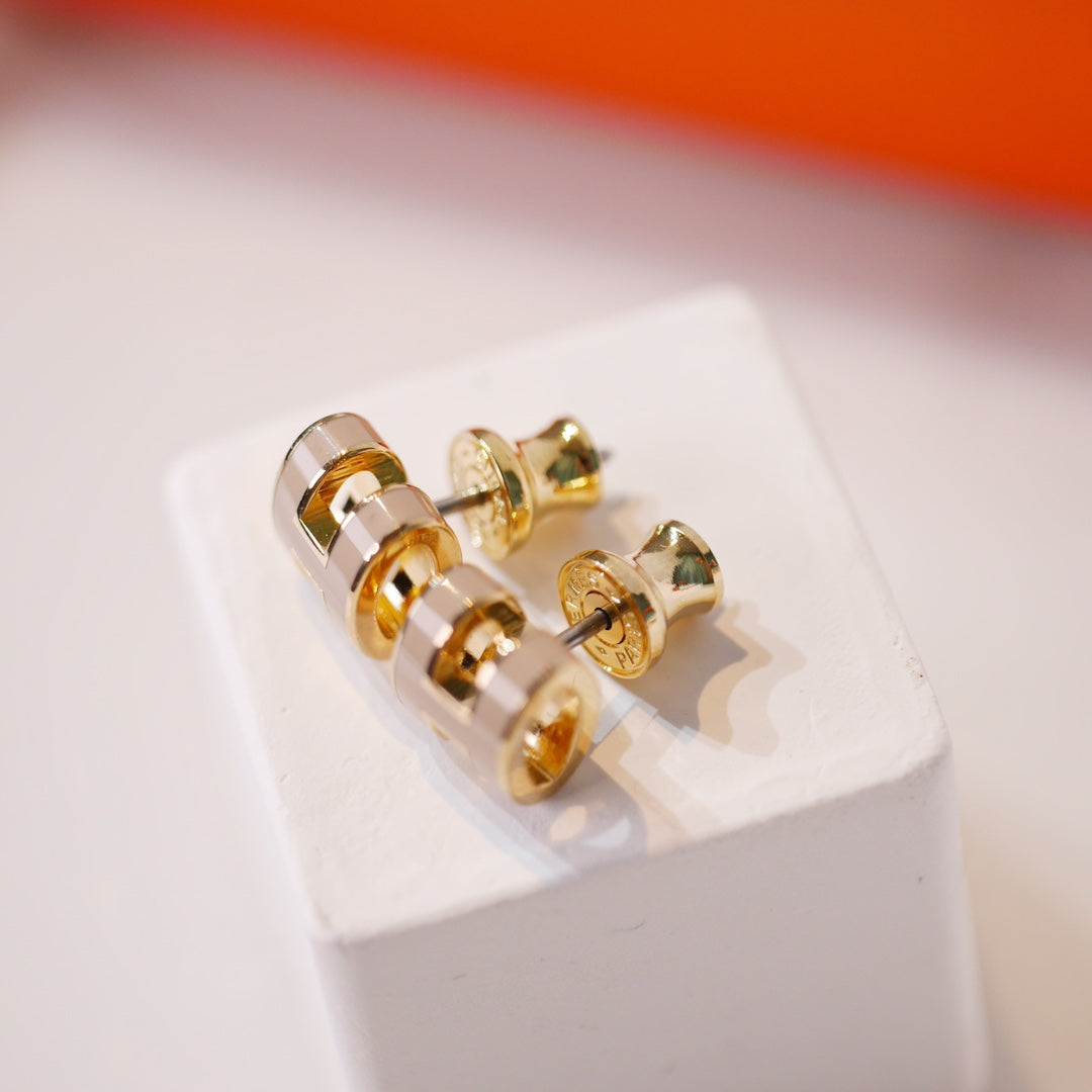 [Garvey]MINI POP H GOLD EARRINGS GREY