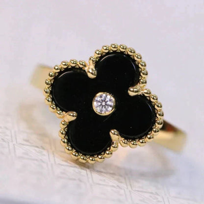 [Garvey ]CLOVER ONYX RING GOLD DIAMOND