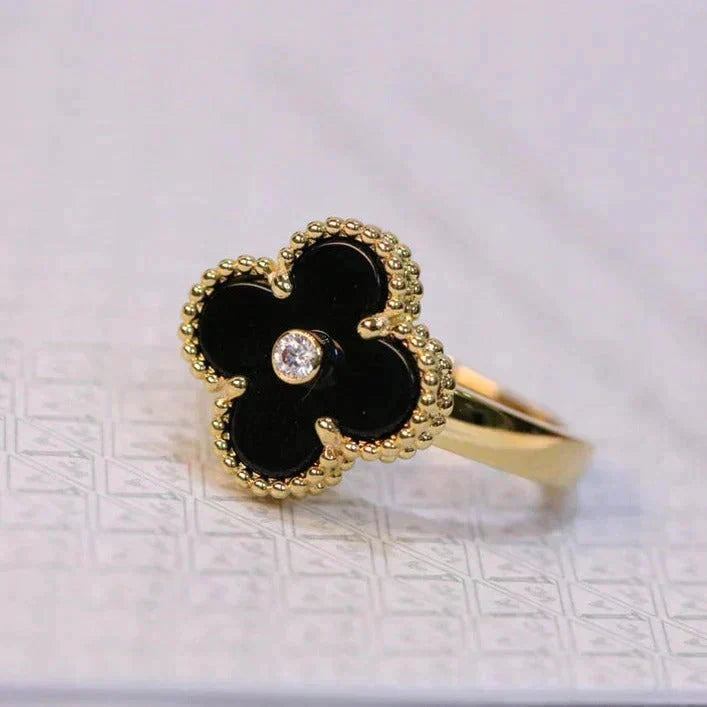 [Garvey ]CLOVER ONYX RING GOLD DIAMOND
