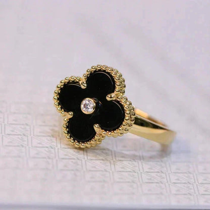 [Garvey ]CLOVER ONYX RING GOLD DIAMOND