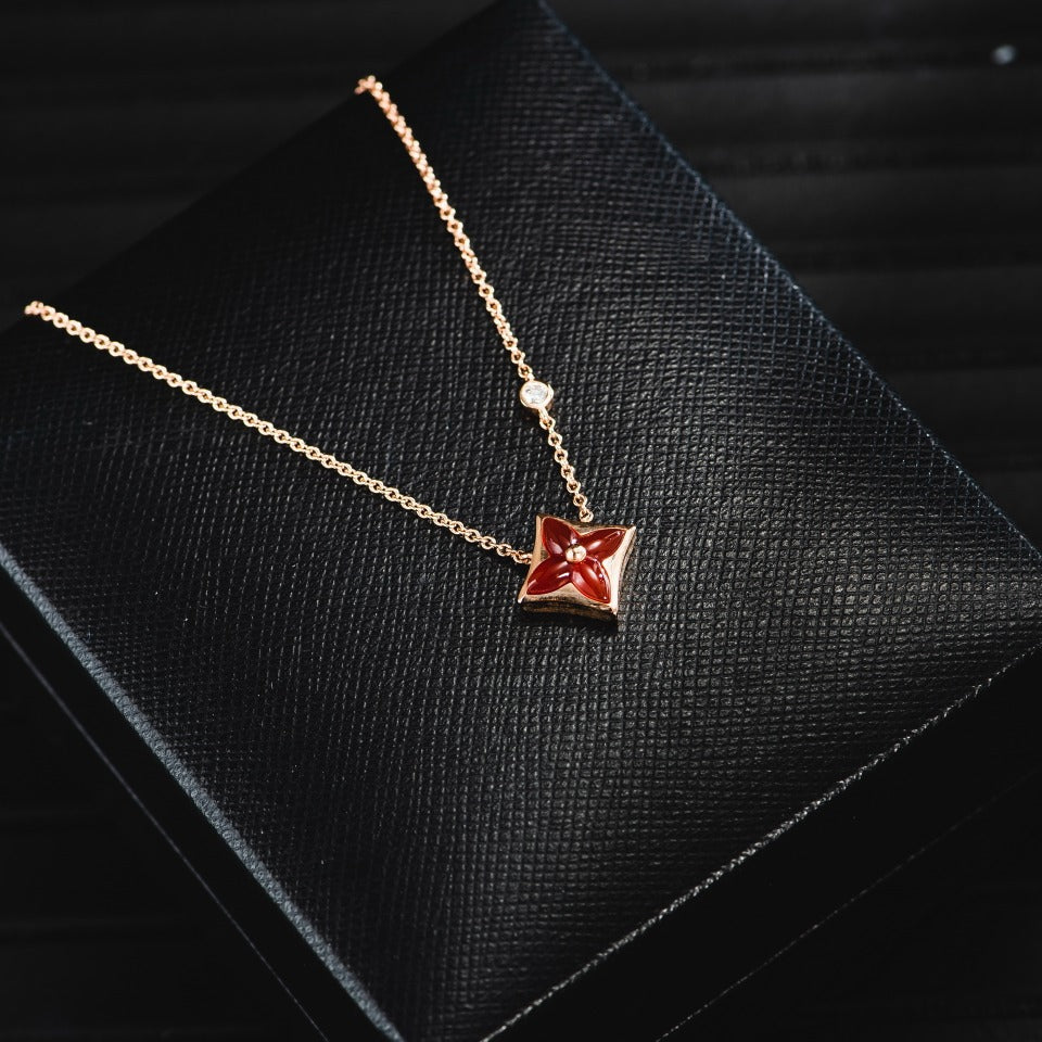 [Garvey ]STAR NECKLACE PINK GOLD 1 DIAMOND
