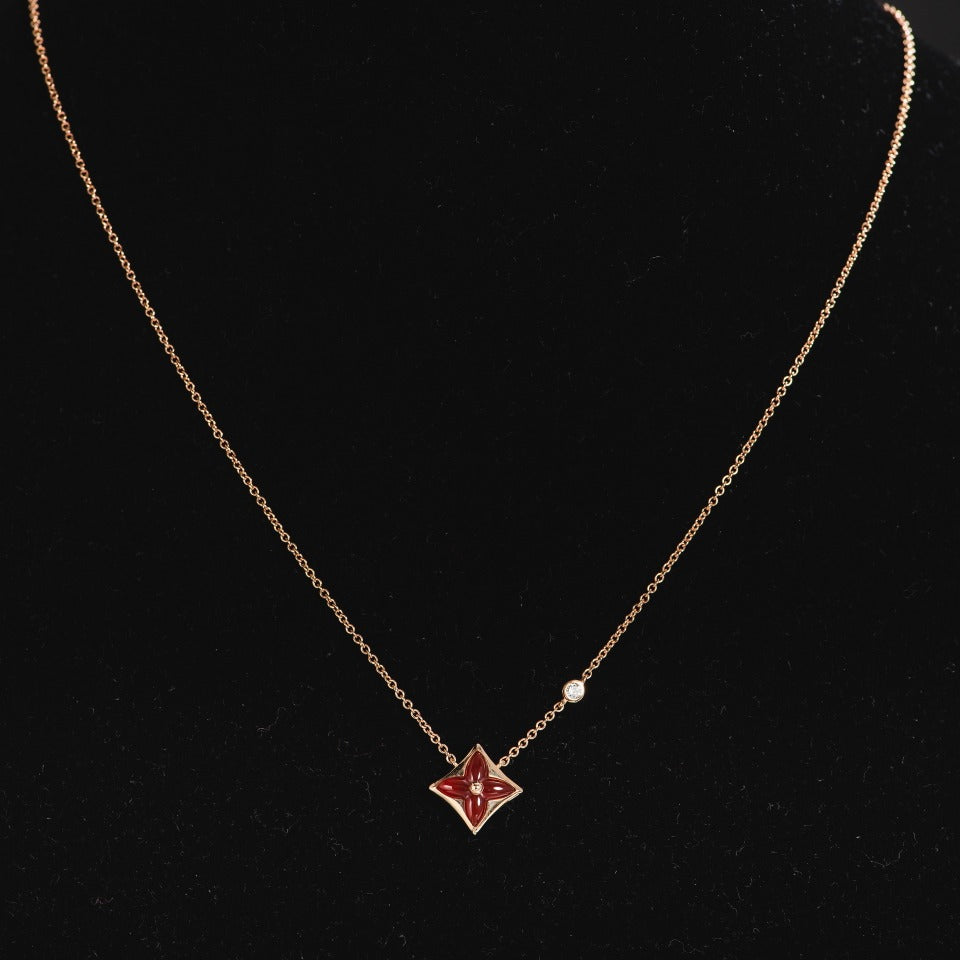 [Garvey ]STAR NECKLACE PINK GOLD 1 DIAMOND