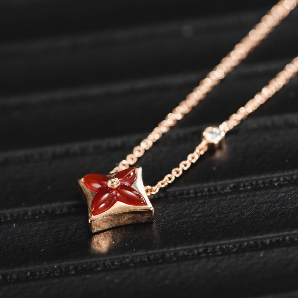 [Garvey ]STAR NECKLACE PINK GOLD 1 DIAMOND