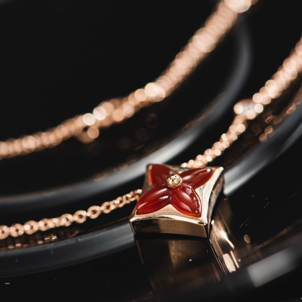 [Garvey ]STAR NECKLACE PINK GOLD 1 DIAMOND