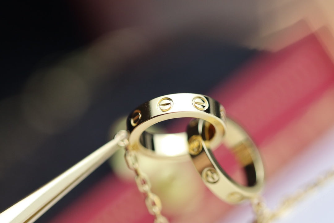 [Garvey ]LOVE NECKLACE DOUBLE RING GOLD