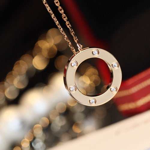 [Garvey ]LOVE NECKLACE 16MM 6 DIAMONDS PINK GOLD