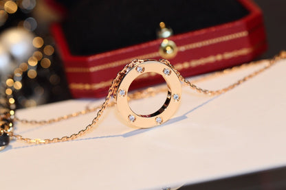 [Garvey ]LOVE NECKLACE 16MM 6 DIAMONDS PINK GOLD