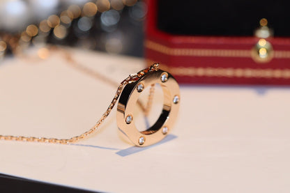 [Garvey ]LOVE NECKLACE 16MM 6 DIAMONDS PINK GOLD