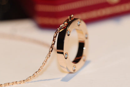 [Garvey ]LOVE NECKLACE 16MM 6 DIAMONDS PINK GOLD