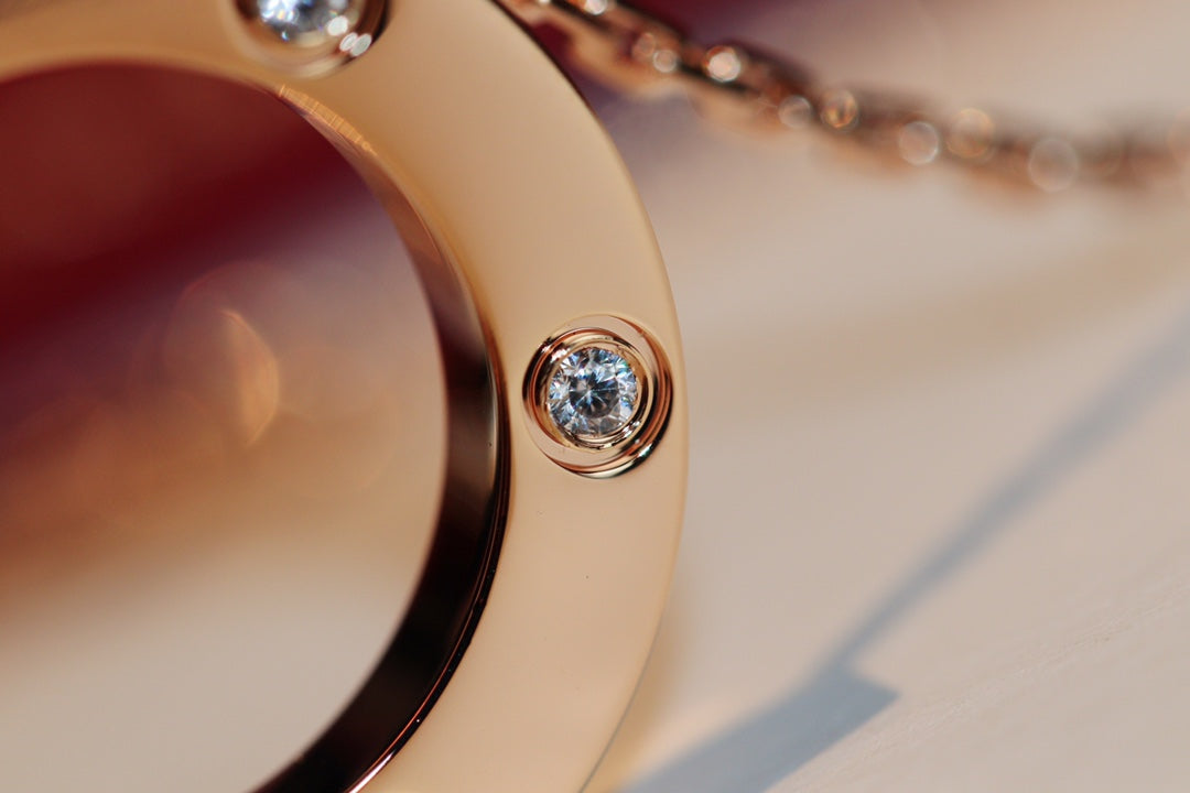 [Garvey ]LOVE NECKLACE 16MM 6 DIAMONDS PINK GOLD