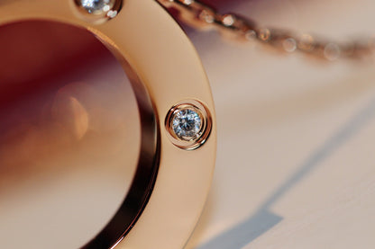 [Garvey ]LOVE NECKLACE 16MM 6 DIAMONDS PINK GOLD
