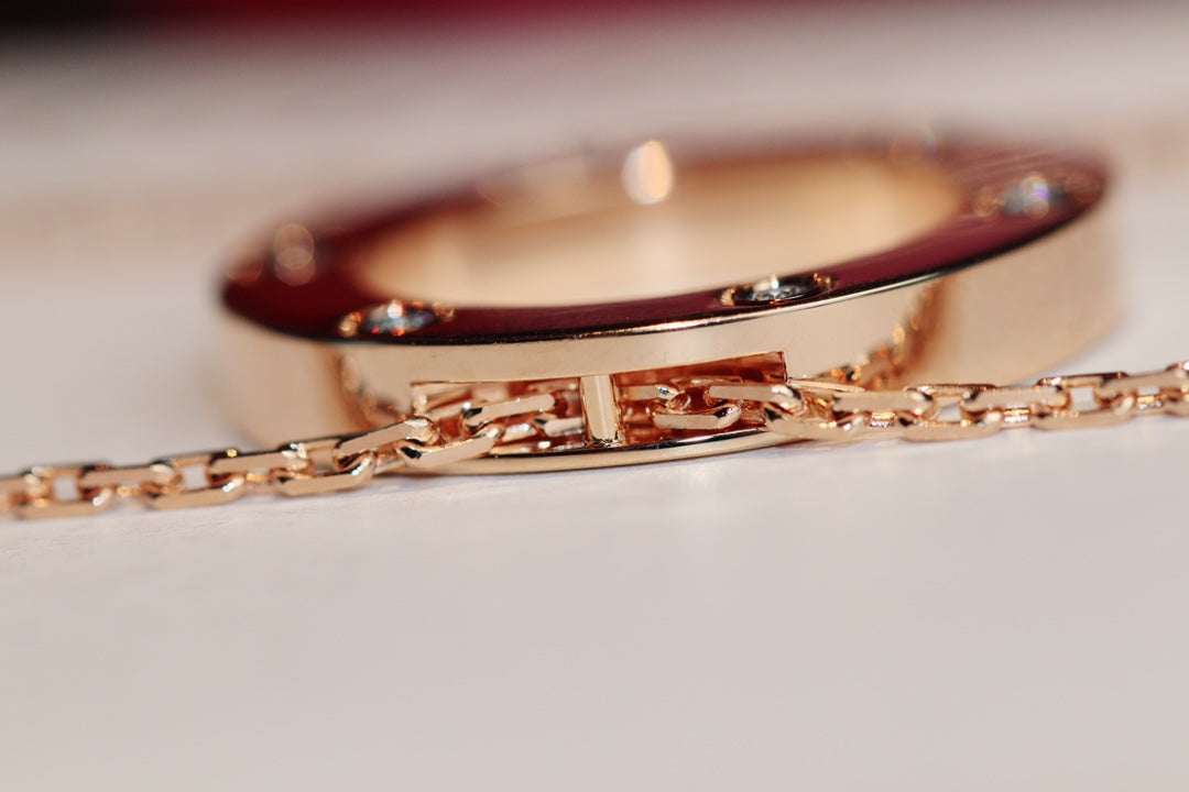 [Garvey ]LOVE NECKLACE 16MM 6 DIAMONDS PINK GOLD