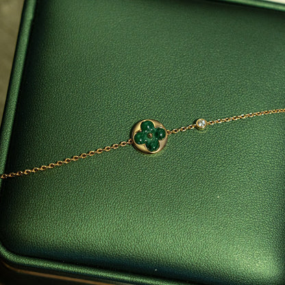 [Garvey ]SUN MALACHITE 1 DIAMOND PINK GOLD BRACELET