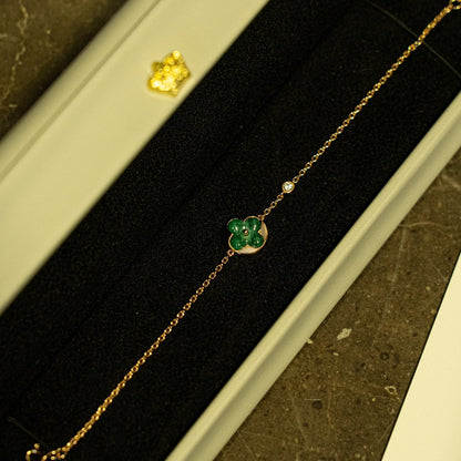 [Garvey ]SUN MALACHITE 1 DIAMOND PINK GOLD BRACELET