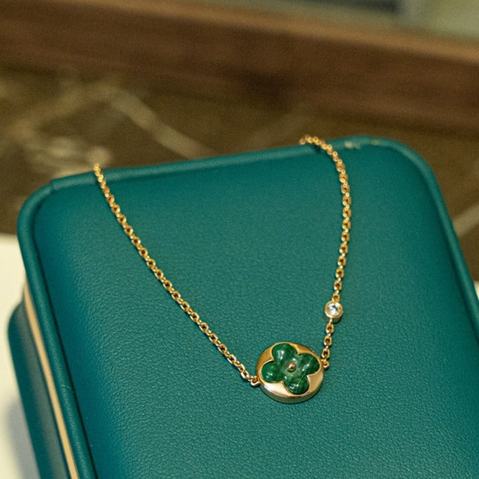 [Garvey ]SUN MALACHITE 1 DIAMOND PINK GOLD BRACELET