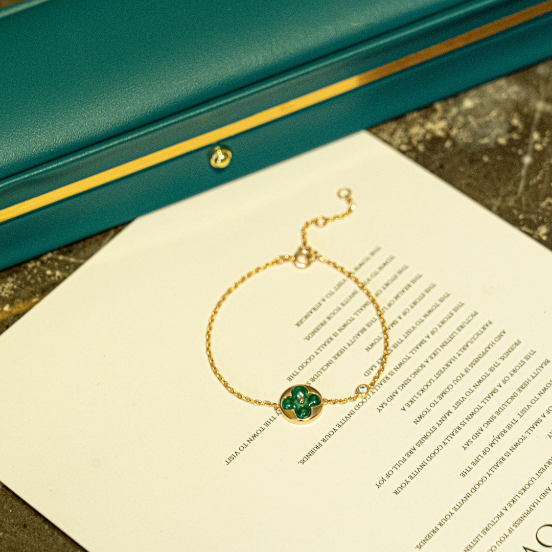 [Garvey]SUN MALACHITE 1 DIAMOND ROSE GOLD BRACELET