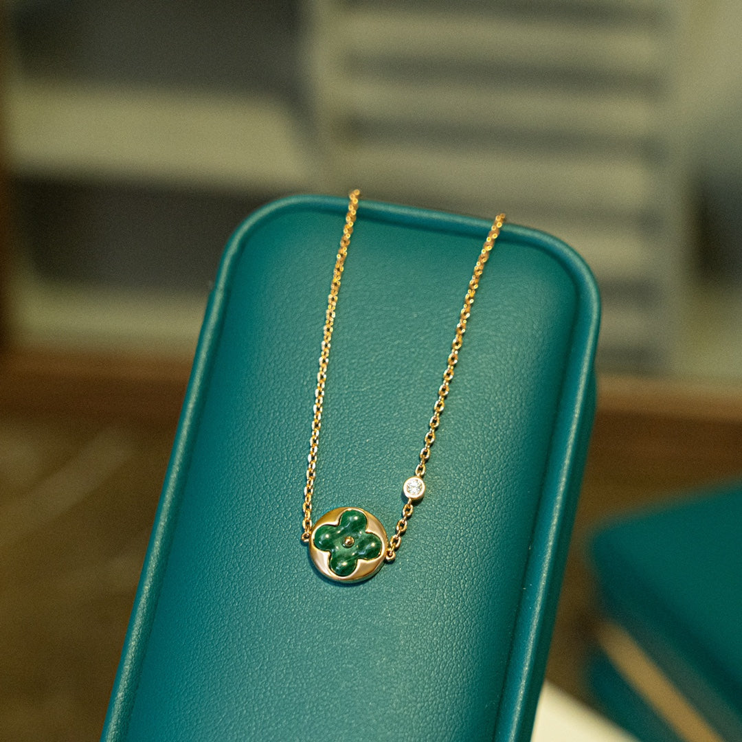 [Garvey ]SUN MALACHITE 1 DIAMOND PINK GOLD BRACELET