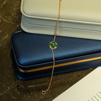 [Garvey ]SUN MALACHITE 1 DIAMOND PINK GOLD BRACELET