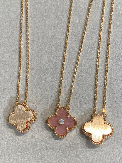 [Garvey ]CLOVER 15MM DIAMOND RHODONITE NECKLACE