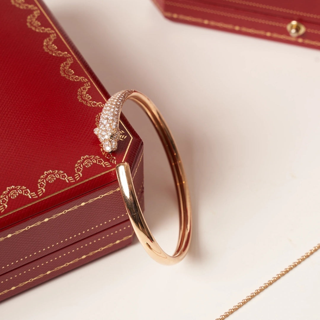[Garvey ]PANTHERE ROSE GOLD DIAMOND OPEN BRACELET