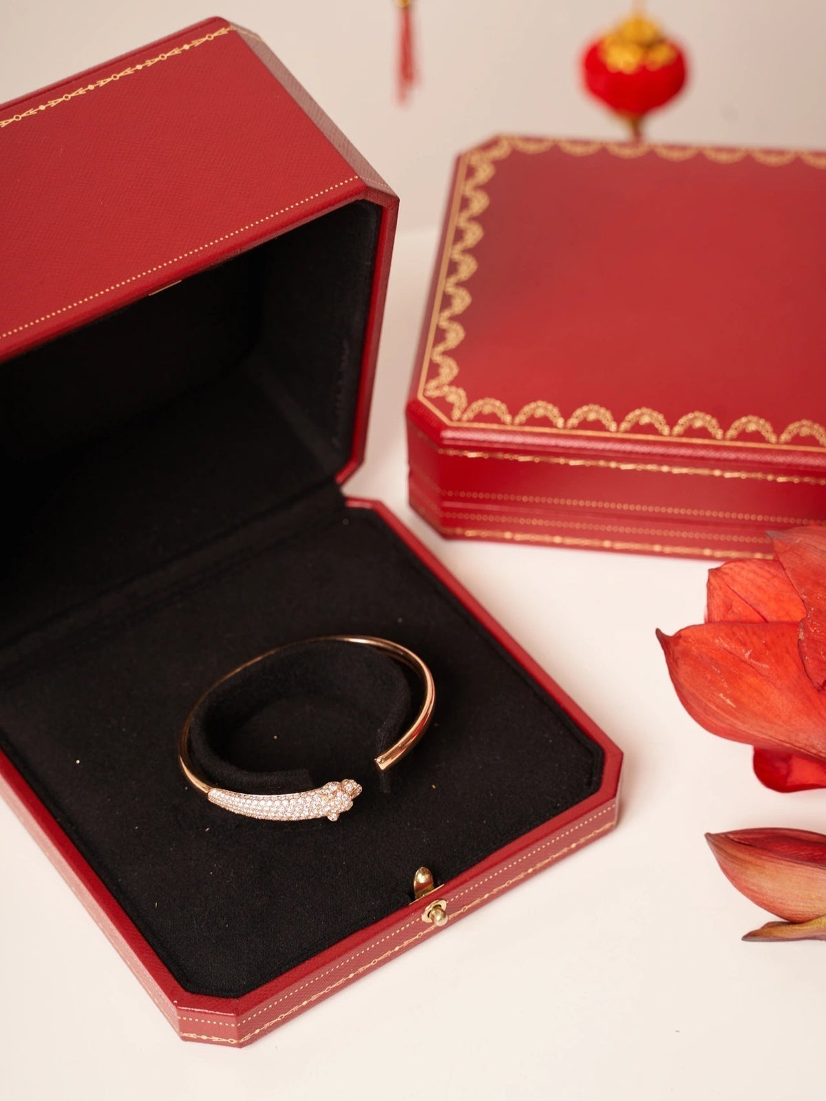 [Garvey ]PANTHERE ROSE GOLD DIAMOND OPEN BRACELET