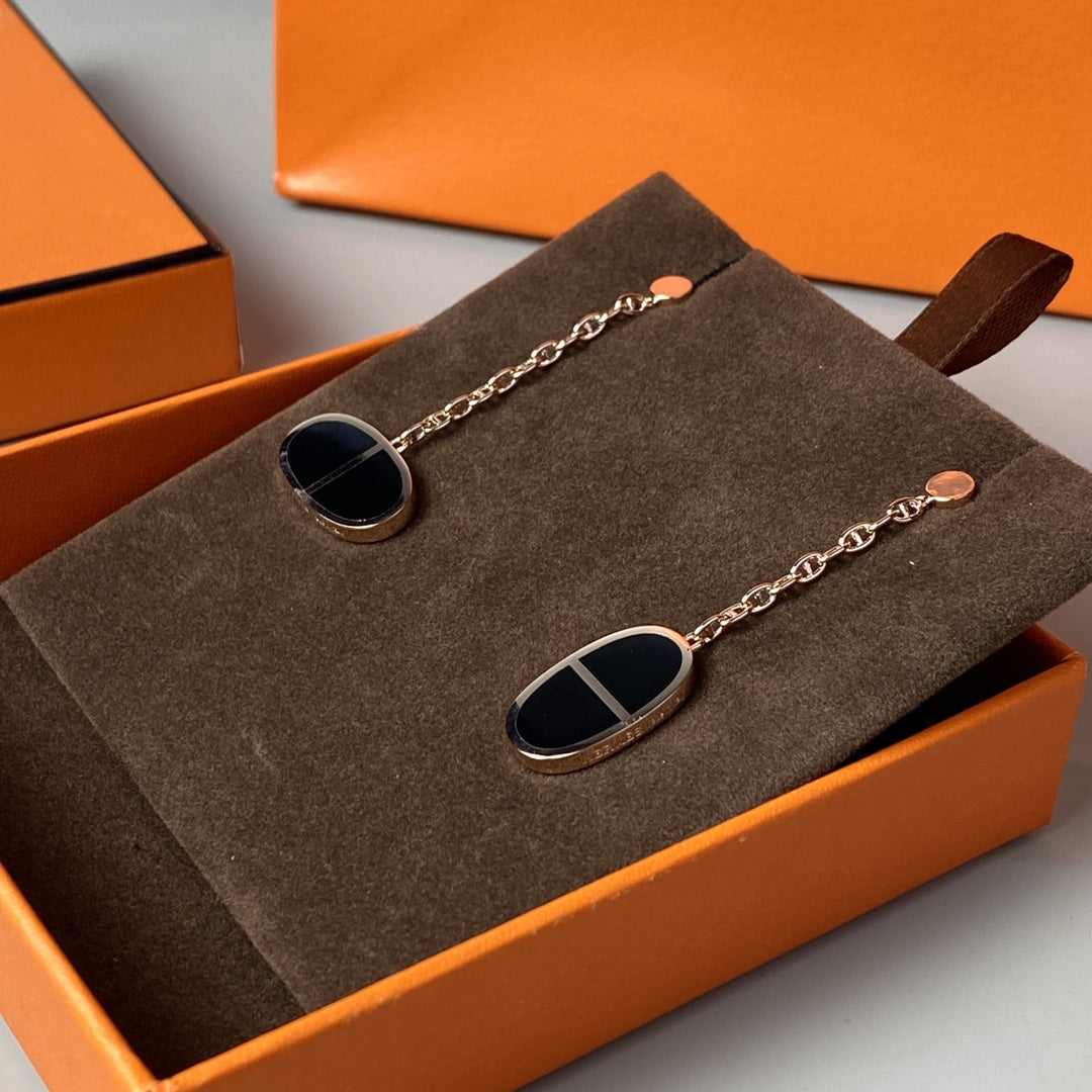 [Garvey]CHAINE VERSO BLACK CERAMIC EARRINGS