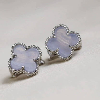[Garvey ]CLOVER MEDIUM 1 MOTIFS  WHITE MOP EARRINGS SILVER