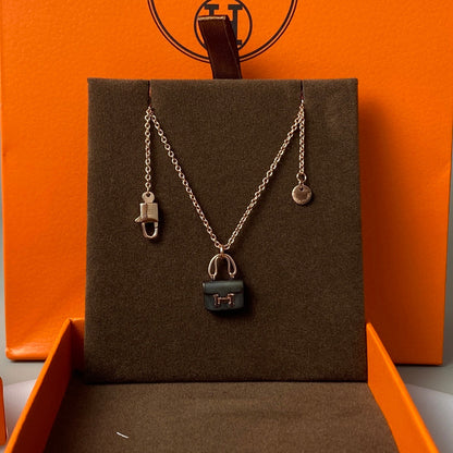 [Garvey ]CONSTANCE BLACK PEDANT PINK GOLD NECKLACE