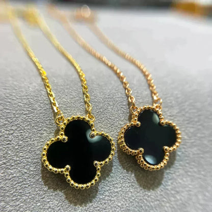 [Garvey ]CLOVER 15MM BLACK ONYX SINGLE FLOWER NECKLACE